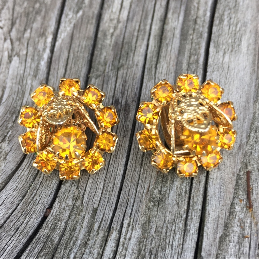 Vintage Judy Lee Amber Wreath Earring/Brooch Set! EUC! - Picture 6 of 10